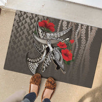 Hawaiian Honu Personalized Rubber Doormat Mocha Mousse Hibiscus Tribal Hook Pattern LT9 - Polynesian Pride