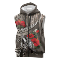 Hawaiian Honu Personalized Sleeveless Zip Hoodie Mocha Mousse Hibiscus Tribal Hook Pattern LT9 Mocha - Polynesian Pride