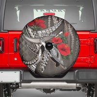 Hawaiian Honu Personalized Spare Tire Cover Mocha Mousse Hibiscus Tribal Hook Pattern LT9 - Polynesian Pride