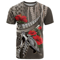 Hawaiian Honu Personalized T Shirt Mocha Mousse Hibiscus Tribal Hook Pattern LT9 Mocha - Polynesian Pride
