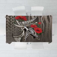 Hawaiian Honu Personalized Tablecloth Mocha Mousse Hibiscus Tribal Hook Pattern LT9 Mocha - Polynesian Pride