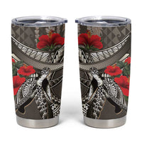 Hawaiian Honu Personalized Tumbler Cup Mocha Mousse Hibiscus Tribal Hook Pattern LT9 Mocha - Polynesian Pride