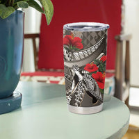 Hawaiian Honu Personalized Tumbler Cup Mocha Mousse Hibiscus Tribal Hook Pattern LT9 - Polynesian Pride