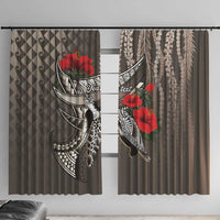 Hawaiian Honu Personalized Window Curtain Mocha Mousse Hibiscus Tribal Hook Pattern LT9 With Hooks Mocha - Polynesian Pride