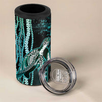 Hawaiian Honu Personalized 4 in 1 Can Cooler Tumbler Dark Cyan Maile Pikake Flower Lei Inspired LT9 - Polynesian Pride
