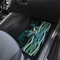 Hawaiian Honu Personalized Car Mats Dark Cyan Maile Pikake Flower Lei Inspired LT9 - Polynesian Pride