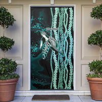 Hawaiian Honu Personalized Door Cover Dark Cyan Maile Pikake Flower Lei Inspired LT9 Cyan - Polynesian Pride