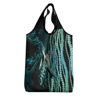 Hawaiian Honu Personalized Grocery Bag Dark Cyan Maile Pikake Flower Lei Inspired LT9 - Polynesian Pride