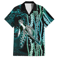 Hawaiian Honu Personalized Hawaiian Shirt Dark Cyan Maile Pikake Flower Lei Inspired LT9 Cyan - Polynesian Pride