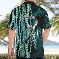 Hawaiian Honu Personalized Hawaiian Shirt Dark Cyan Maile Pikake Flower Lei Inspired LT9 - Polynesian Pride