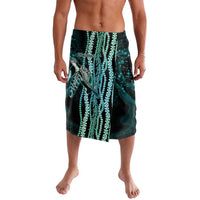 Hawaiian Honu Personalized Lavalava Dark Cyan Maile Pikake Flower Lei Inspired LT9 Cyan - Polynesian Pride