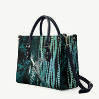 Hawaiian Honu Personalized Leather Bag Dark Cyan Maile Pikake Flower Lei Inspired LT9 Cyan - Polynesian Pride