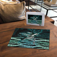 Hawaiian Honu Personalized Puzzle Dark Cyan Maile Pikake Flower Lei Inspired LT9 - Polynesian Pride