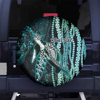 Hawaiian Honu Personalized Spare Tire Cover Dark Cyan Maile Pikake Flower Lei Inspired LT9 No hole Cyan - Polynesian Pride