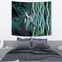 Hawaiian Honu Personalized Tapestry Dark Cyan Maile Pikake Flower Lei Inspired LT9 - Polynesian Pride