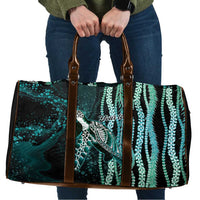 Hawaiian Honu Personalized Travel Bag Dark Cyan Maile Pikake Flower Lei Inspired LT9 Cyan - Polynesian Pride