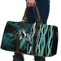 Hawaiian Honu Personalized Travel Bag Dark Cyan Maile Pikake Flower Lei Inspired LT9 - Polynesian Pride