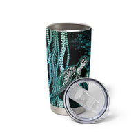 Hawaiian Honu Personalized Tumbler Cup Dark Cyan Maile Pikake Flower Lei Inspired LT9 - Polynesian Pride