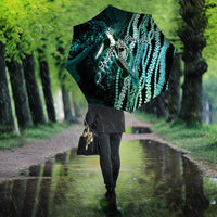 Hawaiian Honu Personalized Umbrella Dark Cyan Maile Pikake Flower Lei Inspired LT9 - Polynesian Pride