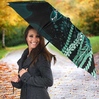 Hawaiian Honu Personalized Umbrella Dark Cyan Maile Pikake Flower Lei Inspired LT9 - Polynesian Pride