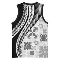 Black Hawaiian Quilt Pattern Basketball Jersey Mixed Polynesian Tribal Arty - Polynesian Pride