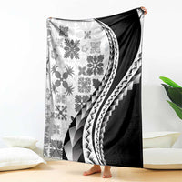 Black Hawaiian Quilt Pattern Blanket Mixed Polynesian Tribal Arty