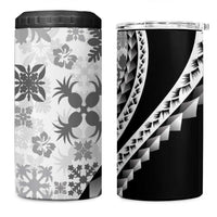 Black Hawaiian Quilt Pattern 4 in 1 Can Cooler Tumbler Mixed Polynesian Tribal Arty