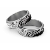 Black Hawaiian Quilt Pattern Classic Ring Mixed Polynesian Tribal Arty LT9 Sliver Black - Polynesian Pride