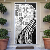 Black Hawaiian Quilt Pattern Door Cover Mixed Polynesian Tribal Arty - Polynesian Pride
