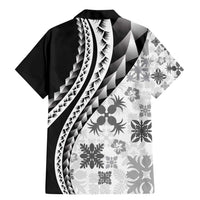 Black Hawaiian Quilt Pattern Family Matching Mermaid Dress and Hawaiian Shirt Mixed Polynesian Tribal Arty