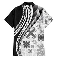 Black Hawaiian Quilt Pattern Family Matching Summer Maxi Dress and Hawaiian Shirt Mixed Polynesian Tribal Arty