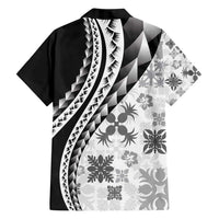 Black Hawaiian Quilt Pattern Hawaiian Shirt Mixed Polynesian Tribal Arty