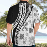 Black Hawaiian Quilt Pattern Hawaiian Shirt Mixed Polynesian Tribal Arty