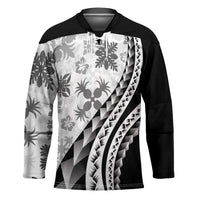 Black Hawaiian Quilt Pattern Hockey Jersey Mixed Polynesian Tribal Arty LT9 Unisex Black - Polynesian Pride