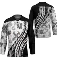 Black Hawaiian Quilt Pattern Hockey Jersey Mixed Polynesian Tribal Arty LT9 - Polynesian Pride