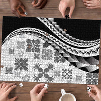 Black Hawaiian Quilt Pattern Puzzle Mixed Polynesian Tribal Arty - Polynesian Pride