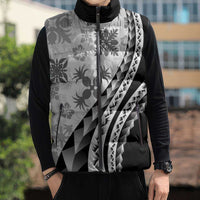 Black Hawaiian Quilt Pattern Sleeveless Puffer Jacket Mixed Polynesian Tribal Arty - Polynesian Pride