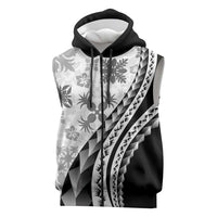 Black Hawaiian Quilt Pattern Sleeveless Zip Hoodie Mixed Polynesian Tribal Arty LT9 Black - Polynesian Pride