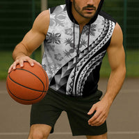 Black Hawaiian Quilt Pattern Sleeveless Zip Hoodie Mixed Polynesian Tribal Arty LT9 - Polynesian Pride