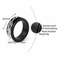 Black Hawaiian Quilt Pattern Spinner Ring Mixed Polynesian Tribal Arty - Polynesian Pride