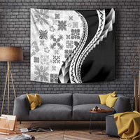 Black Hawaiian Quilt Pattern Tapestry Mixed Polynesian Tribal Arty