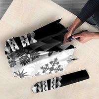 Black Hawaiian Quilt Pattern Umbrella Mixed Polynesian Tribal Arty - Polynesian Pride