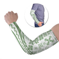Green Hawaiian Quilt Pattern Arm Sleeves Mixed Polynesian Tribal Arty - Polynesian Pride