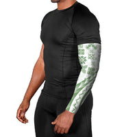 Green Hawaiian Quilt Pattern Arm Sleeves Mixed Polynesian Tribal Arty - Polynesian Pride