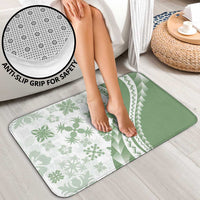 Green Hawaiian Quilt Pattern Bathroom Set Mixed Polynesian Tribal Arty - Polynesian Pride