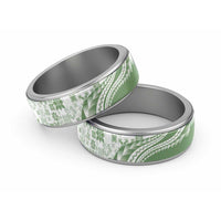 Green Hawaiian Quilt Pattern Classic Ring Mixed Polynesian Tribal Arty LT9 Sliver Green - Polynesian Pride