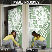 Green Hawaiian Quilt Pattern Door Cover Mixed Polynesian Tribal Arty - Polynesian Pride