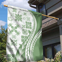 Green Hawaiian Quilt Pattern Garden Flag Mixed Polynesian Tribal Arty