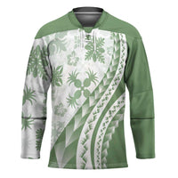 Green Hawaiian Quilt Pattern Hockey Jersey Mixed Polynesian Tribal Arty LT9 Unisex Green - Polynesian Pride
