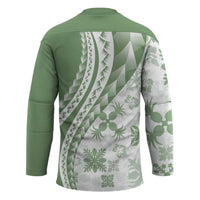 Green Hawaiian Quilt Pattern Hockey Jersey Mixed Polynesian Tribal Arty LT9 - Polynesian Pride
